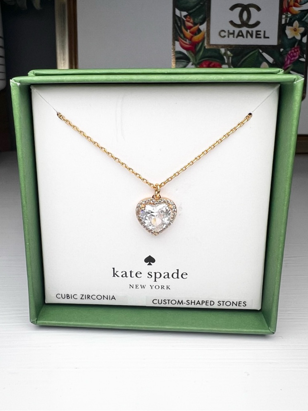 Kate Spade My Love Pavé Heart Pendant Gold Necklace with Cubic Zirconia Stones